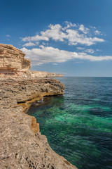 Black sea coast, located on Tarkhankut, Crimea,