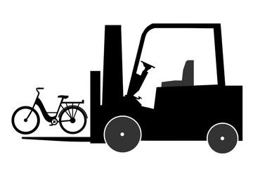 Vélo de ville en livraison dans un chariot élévateur