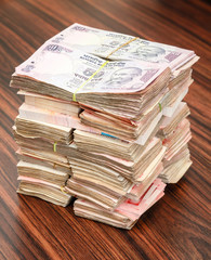 Indian rupees stack