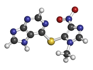 Azathioprine immunosuppressive drug, chemical structure.