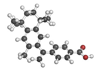 Bexarotene cancer drug, chemical structure.