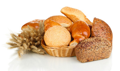 Variety of bread isolated on white