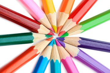 Colour pencils isolated on white