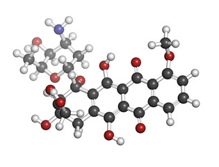 Doxorubicin cancer chemotherapy drug, chemical structure.
