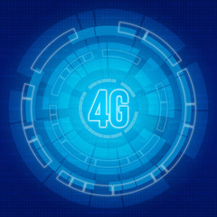 Blue background with the 4G digital elements of  communications
