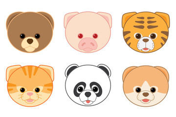 Cartoon Animal Head Icons Collection