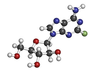 Fludarabine blood cancer drug, chemical structure.