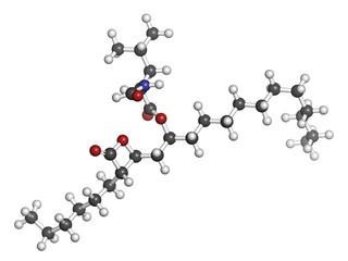 Orlistat obesity drug, chemical structure.