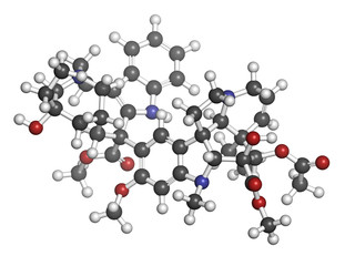 Vinblastine cancer chemotherapy drug, chemical structure.