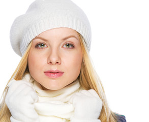 Portrait of teenager girl in winter clothes