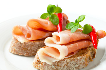 Prosciutto open faced sandwiches