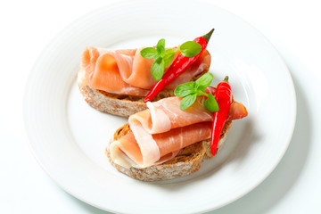 Prosciutto open faced sandwiches