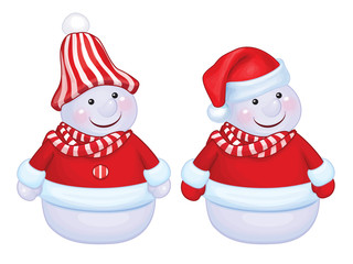 Vector of fun snowmen isolated.