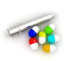 Pills and syringe