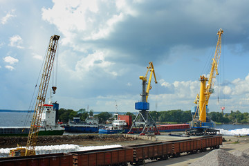 Fototapeta na wymiar Cargo port in the town of Vyborg