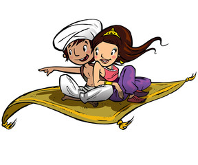 Couple on a flying carpet
