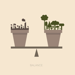 Balance scale between Nature and human construction