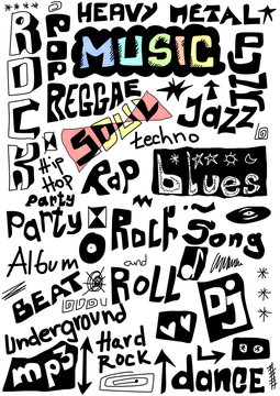 Music words seamless background