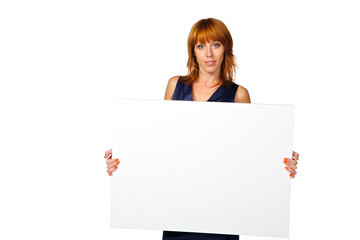 Fototapeta premium woman holds a banner