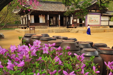 Naklejka premium Korean traditional village house