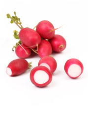 Small garden red radish and slices