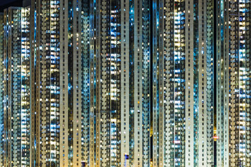 Fototapeta na wymiar illuminated apartment building