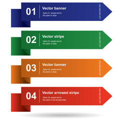 Vector colored arrowed stripes with numbers and text