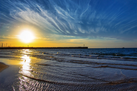 seascape near the marina in Israel, Ashdod