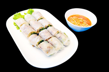 Vietnam steamed spring roll and white pork sausage