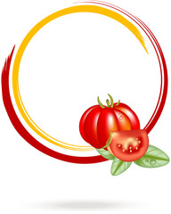 Tomato and basil circle label