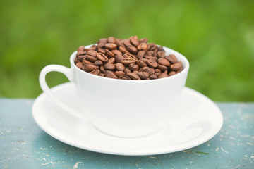 coffee beans in white cup