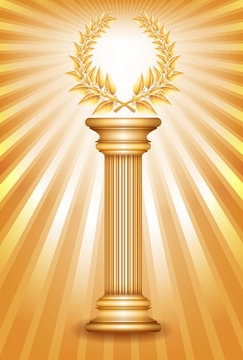 Gold Award Column With Laurel Wreath