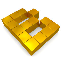 letter B cubic golden