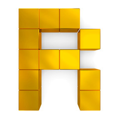 letter R cubic golden
