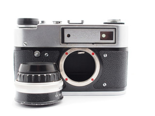 Old camera on a white background