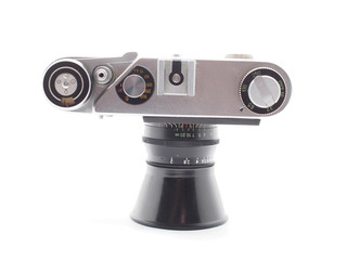 Old camera on a white background