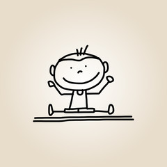 hand drawing cartoon happy kids