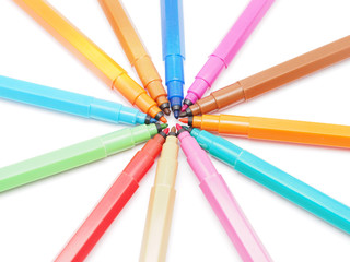 Fototapeta premium felt-tip pens on a white background
