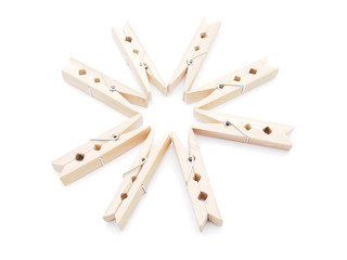 wooden peg on a white background