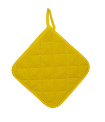 Yellow pot holder isolated on white background © Mushy