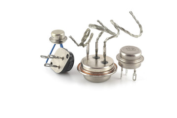 Old transistors over white