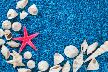 Star-fish and seashells on sand