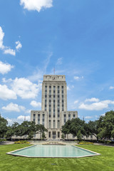 Fototapeta premium City Hall with Fountain and Flag