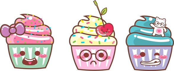 CUP CAKE KAWAII TRI 08 - LAÇO, CEREJA, CAT
