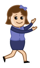 Fototapeta premium Woman Dancing in Weird Way - Business Cartoon Character Vector
