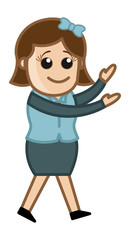 Obraz premium Girl Talking with Hand Gestures - Business Cartoon Character