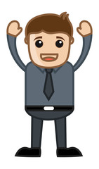 Happy Employee - Business Cartoon Character Vector