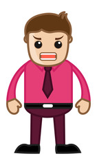 Angry Businessman - Business Cartoon Character Vector