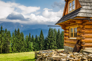 Fototapeta Rural cottage in the mountains obraz