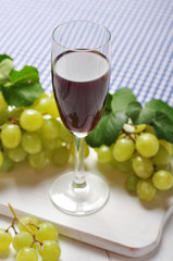 Red wine and grapes